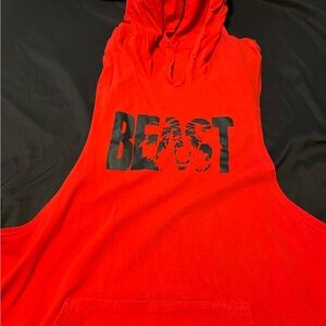 Red Sleeveless Hoodie with 'BEAST' Print